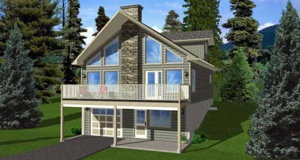 Plan 99975 | A-Frame Style with 3 Bed, 2 Bath, 1 Car Garage